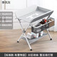 KTA changing table foldable simple baby metal crib baby changing table newborn touch table reinforced frame - gray mobile model + clothes drying rod + three-piece set