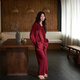 Sha Qian Autumn and Winter New Red Half Velvet Couple Pajamas Newly Married Men and Women Coral Velvet Home Clothing Set L857061-L957061 Maroon L Female (Height 166-170, Weight 100-130)