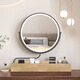 LED makeup mirror smart stretchable flip rotating with light desktop storage storage desktop makeup table mirror solid wood color plug-in + 3-color LED light