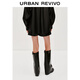 
UR[HOT]2025 autumn new women's amber streamer elastic waist leather shorts UWJ650058 dark brown XS
