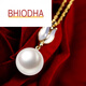 Bhiodha Nanzhu Family True Round White Freshwater Pearl Gold Inlaid High Quality Mother-of-Pearl Tulip Style Pendant 100-110mm