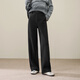 Yiyang (ESE-Y) 2025 winter velvet thickened narrow wide-leg straight pants black-regular 29