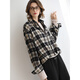 COCOBELLA25 Early Autumn New Cotton Plaid Shirt Women's Commuting Casual Fashion Jacket SR3230 Color Black Plaid M