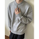 AKRJOKDKN old money style Henry collar sweater for men in autumn and winter, lazy style inner top, loose casual high-end sweater base, gray high quality XL