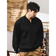 Dai silk warm autumn American retro heavy sweatshirt men's autumn trendy brand Henry collar half cardigan jacket men's spring and autumn long-sleeved PO black_350g heavy 4XL_suitable for 200-220Jin Jin equals 0.5 kg