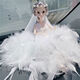 Goddess Litian Car Ornaments Interior Car Decorations Feather Wedding Dress Princess Doll Gift Barbie Doll Frost Princess White Feather Dress