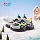 Xtep Children's Shoes Children's Space Element Printed Children's Winter Warm Plush Cotton Shoes Silver/Black 32