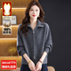 Jintu 100% pure wool sweater zipper sweater jacket for women 2025 autumn and winter new loose large size knitted cardigan thick coat gray 100% pure wool 4XL recommended 150-170Jin Jin equals 0.5 kg