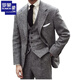 Romon Peaky Blinders retro wool suit jacket autumn British tweed slim casual men's dress suit winter dark gray top XL