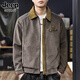 JEEP SPIRIT Jeep High-End Heavy Wool Contrast Lapel Casual Jacket Men's 2025 Autumn Loose American Jacket Men Military Green XL Suitable for 145-160Jin Jin equals 0.5 kg