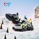 Xtep Children's Shoes Children's Space Element Printed Children's Winter Warm Plush Cotton Shoes Silver/Black 32