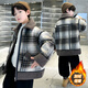 Monkey Brother Boy's Velvet Jacket Autumn and Winter Clothing Medium and Large Children's Western Style Mid-Length Woolen Coat Boys' Winter Clothing Thickened Top Picture Color 150