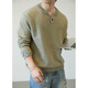 Kuraishi Kazuki trendy brand old money retro Henry collar sweater men's 2025 autumn and winter fashion versatile casual warm top light gray M