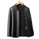 KBXNG Jinba men's 2025 winter new leather jacket lapel button solid color with duck down warm and versatile jacket black XL recommended 130-150Jin Jin equals 0.5 kg