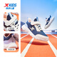 Xtep children's basic running shoes for boys and girls, full leather versatile sports shoes, dark purple/Xtep white 35