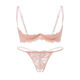 Sexy lace bra set, pure lust style hollow bra, thin three-point bra, quarter cup, no need to take off, pink set S SM70A-70C recommended 80-105Jin Jin equals 0.5kg