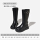 Red Dragonfly Children's Shoes Girls 2025 Winter Children's Cotton Shoes Leather Boots Black High Boots Q54BM073 Black 35