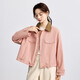 INMAN Pure Cotton Revealable Jacket Women's 2025 Autumn Loose Fashionable Contrast Color Lapel Work Jacket Top Lotus Pink S