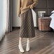 Awakening Paradise Winter Hip Skirt High Waist Slim Versatile Retro Plaid A-Line Woolen Skirt Women Green Plaid L