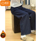 Cotton blue high-waisted loose wide-leg jeans for women in autumn and winter small retro straight casual pants plus velvet N21 dark blue plus velvet high quality 39 L 108-118Jin Jin is equal to 0.5 kg