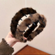 (7 colors selected) Korean retro leopard print toothed plush headband women's non-slip face wash hairpin headband 2025 autumn and winter beige