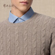 Ordos 1980 pure cashmere round neck cable tie comfortable long-sleeved sweater men's commuter cashmere sweater autumn and winter Haisha L 175/96A
