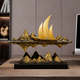 BHM sailboat ornaments, living room light luxury high-end wine cabinet, entrance hall, office desktop decorations, opening housewarming gift, smooth sailing - suspended art ornaments (blue and gold)