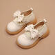 Bangboshi Girls' Small Leather Shoes Princess Shoes 2026 Four Seasons New British Style Girls' Versatile Soft Sole Performance and School Wear Single Shoes Bow-Off-White Size 28 Inner Length 17.4cm
