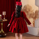 Girls Hanfu Dress Autumn and Winter Skirt 2025 New Year's Eve Chinese New Year Red Cheongsam Plus Velvet Winter Clothes 2800 Red 140