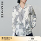 Yanyu Geometric Printed Shirt Women's 2025 Autumn and Winter New Fashion Simple Loose Retro Women's Long Sleeve Shirt Black Check S