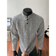 Cantu American shoulder henley collar sweatshirt for men in spring and autumn textured jacquard inner layering shirt loose trendy top black XL