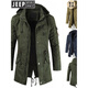 JEEP SPIRIT Jeep Fashion Workwear Windbreaker Fashion Men's Mid-Length Hooded Jacket Back Slit Chest Label Stand Collar Men's Outer Dark Blue XL (Approximately suitable for 171-175 height 140Jin Jin equal to 0.5kg inner wear)