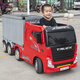 Keshe semi-trailer truck model simulation remote control RC head children's electric car four-wheel container large truck child car standard white four-wheel drive + foam soft tires + leather seats + four-wheel drive