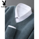 Playboy brand autumn and winter woolen sweater for men, V-neck long-sleeved business casual sweater with loose knitted bottoming cashmere sweater, raw cashmere rice S 100-120Jin Jin is equal to 0.5 kg