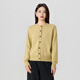 Kuaiyu 2025 New Winter Round Neck Long Sleeve Fashion Soft Waxy Knitted Cardigan Jacket New Simple Versatile Women's Sweater Mustard Yellow M