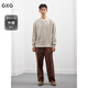 GXG men's fake two-piece sweatshirt 25 autumn new round neck T-shirt Henry shirt top oatmeal color 170/M