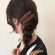 Li Qing solid color fabric rectangular hairpin, coffee color 2 pieces, bangs clip, side clip, BB clip, one-word clip hairpin hair accessories