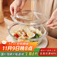 Genasi double-eared transparent heat-resistant glass bowl large microwave-friendly bowl with lid soup bowl noodle bowl salad bowl tableware 1.5L