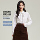 Tumando white bow long-sleeved shirt for women, high-end, luxury, age-reducing, western style, sweet workplace commuting shirt, white M