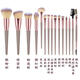 Portable makeup brush set 15 pcs for beginners eye shadow brush foundation brush beauty tools complete set of blush brush set 15 pcs black rose gold + brush bag 15 pcs black