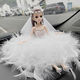 Goddess Litian Car Ornaments Interior Car Decorations Feather Wedding Dress Princess Doll Gift Barbie Doll Frost Princess White Feather Dress