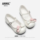 Annil Girls Princess Shoes 2025 Autumn New Mary Jane Lolita High Heel Leather Shoes Beige 34 Inner Length 21.8cm/Recommended Foot Length 20.8cm