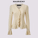 MAXRIENY Shopping mall same style French retro knitted lace shirt women's 25 winter slim long-sleeved top cream S