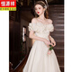 Hengyuanxiang French Engagement Evening Dress Women's Light Wedding Dress 2026 New Bride Wedding White Birthday Adult Ceremony Off-White S
