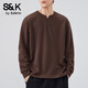 Baleno S&K series Henley collar men's long-sleeved T-shirt autumn trendy tops and sweatshirts spring and autumn inner layering shirts black M recommended 90-105 Jin Jin equals 0.5 kg