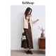 InShop mall same style new women's simple suspender top striped long-sleeved shirt contrasting color two-piece set Mocha strip L