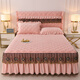 Mercury Series Home Textiles European Light Luxury Class A Baby Velvet Quilted Bed Skirt Single Piece Thickened Milk Coral Velvet Lace Bed Pink Jade Single Bed Skirt 120cm*200cm