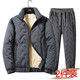 Zhaolu cotton-padded jacket and cotton trousers suit men's cotton-padded jacket men's winter middle-aged and elderly dad plus velvet cotton jacket grandpa lamb velvet two pieces 777 black clothes black straight pants suit 2XL 130/145Jin Jin is equal to 0.5 kg