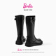 Barbie children's shoes girls boots spring and autumn high leather boots girls cotton boots children's boots DA6982 black 35
