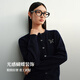 Disennis 2025 Winter New MIU College Style Wool Cardigan Temperament Round Neck Wool Sweater Women Navy M